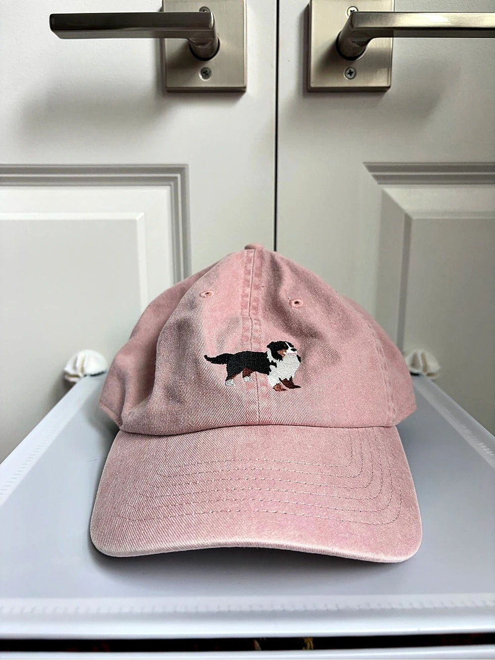Monogram Embroidered Dog Baseball Cap in Pink NWT